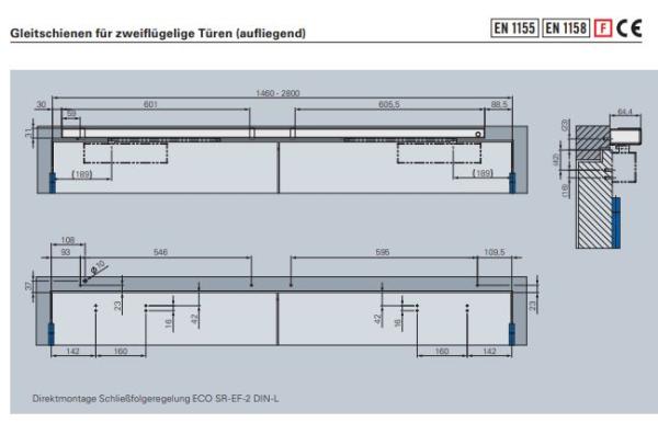 ECO Gleitschienenschließer- SET TS 41–EN 1-4 SR-EF